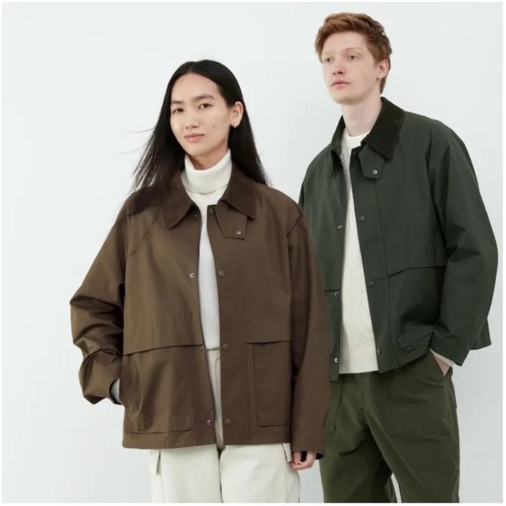 Uniqlo Utility Short Blouson Barn Jacket with Corduroy Collar - Brown - Medium